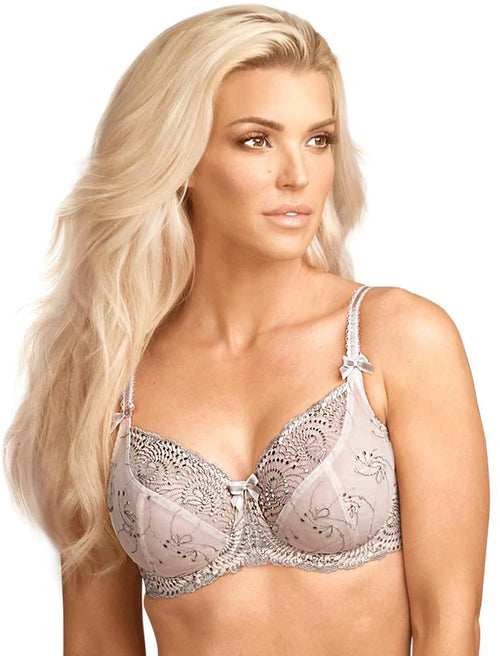 FIT FULLY YOURS Nicole See-Thru Lace Underwire Navy Coral Bra (#B2271)