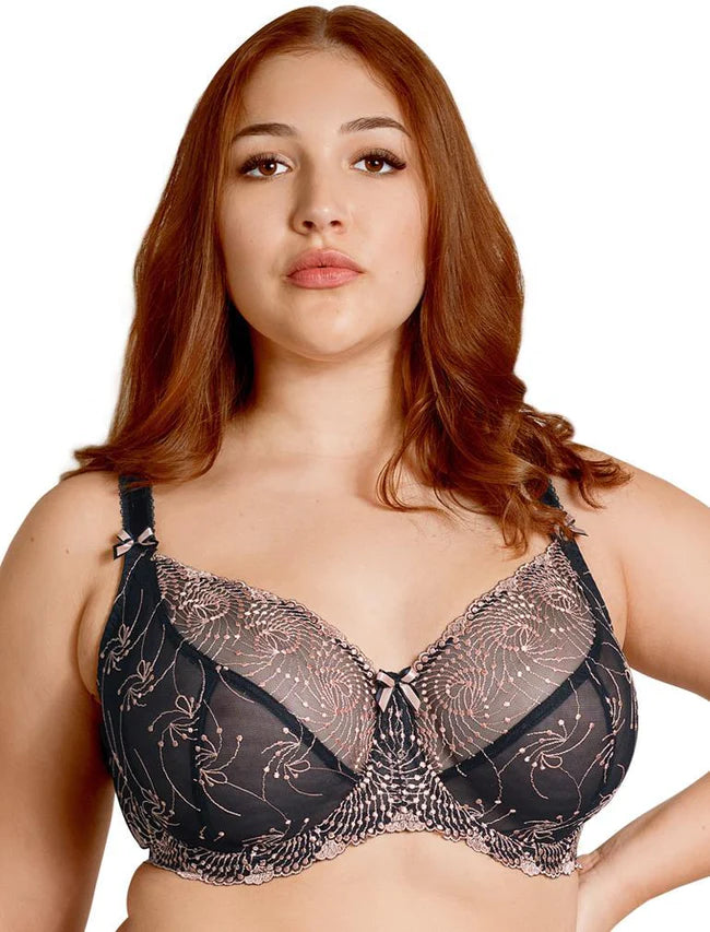 Fitfully Yours B2271 Black/Red Nicole See Thru Lace Underwire Bra –